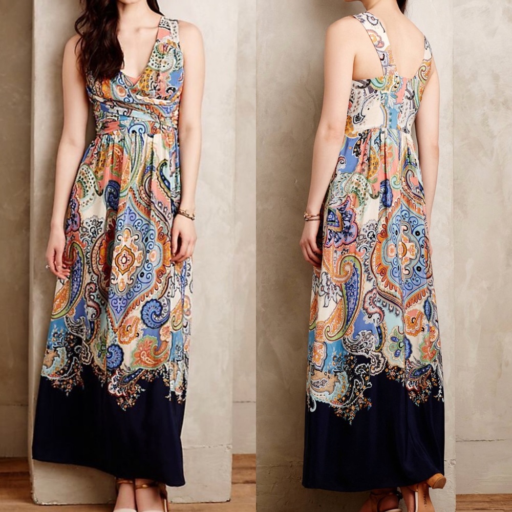 Anthropologie Maeve Vizcaya maxi dress printed 10